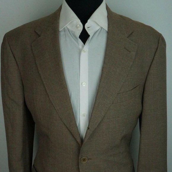 Ermenegildo Zegna Other - Ermenegildo Zegna 100% Silk Light Brown Plaid coat